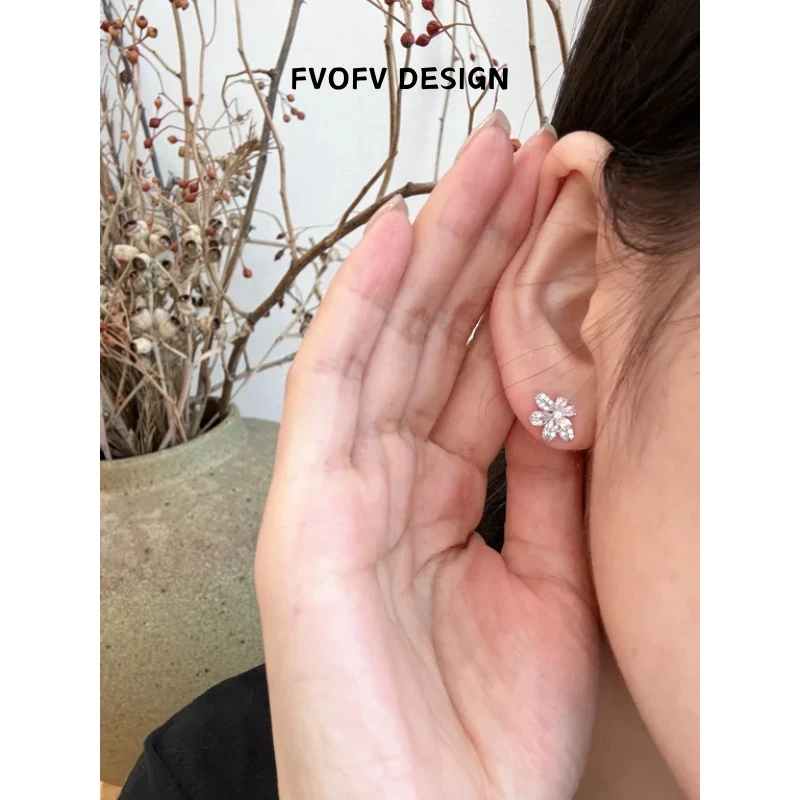 925银耳饰 【椰子树】小众设计款四叶草满钻S925银耳钉X2017