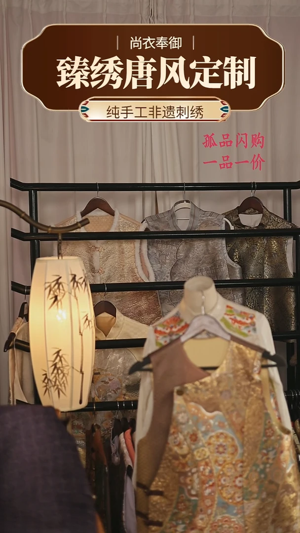 【闪购商品】织绣1.咖色织金面拼接款马甲
