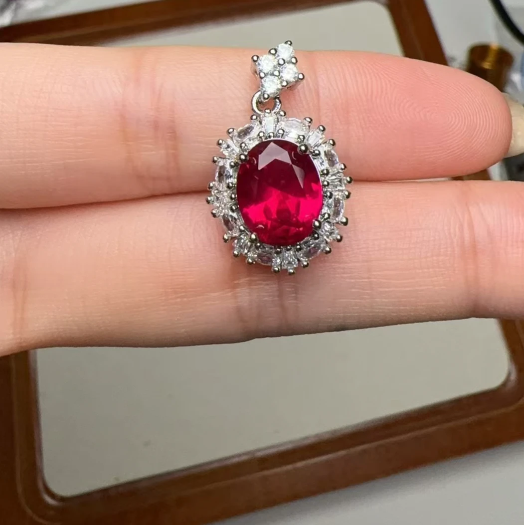 气质时尚红宝石-精工合金培育吊坠配链791