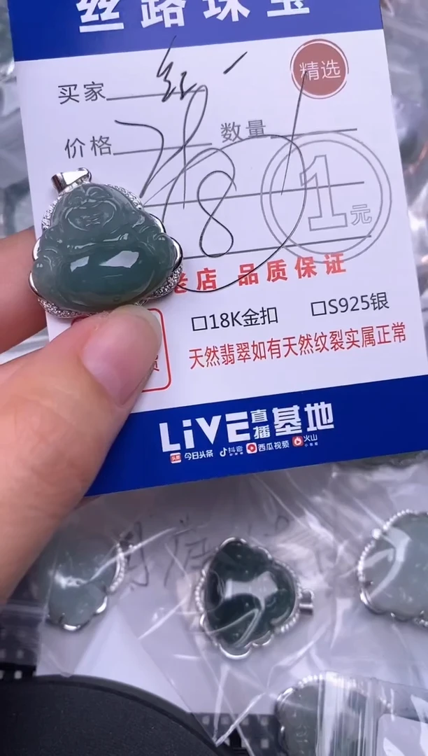 颈饰银S925镶嵌翡翠红*姐挂件
