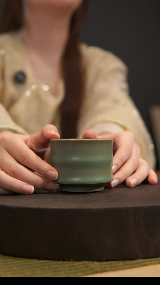 杯子释*?竹节杯  柴烧全品一级 汝州原产地  原矿老釉