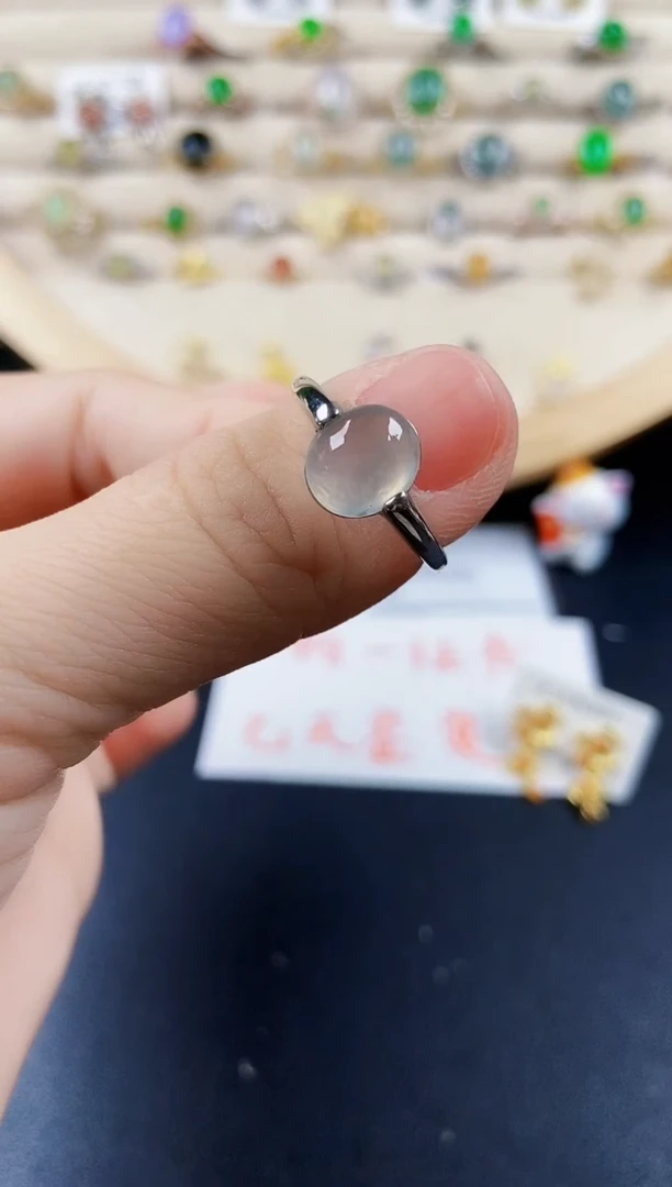翡翠戒指银S925镶嵌456879
