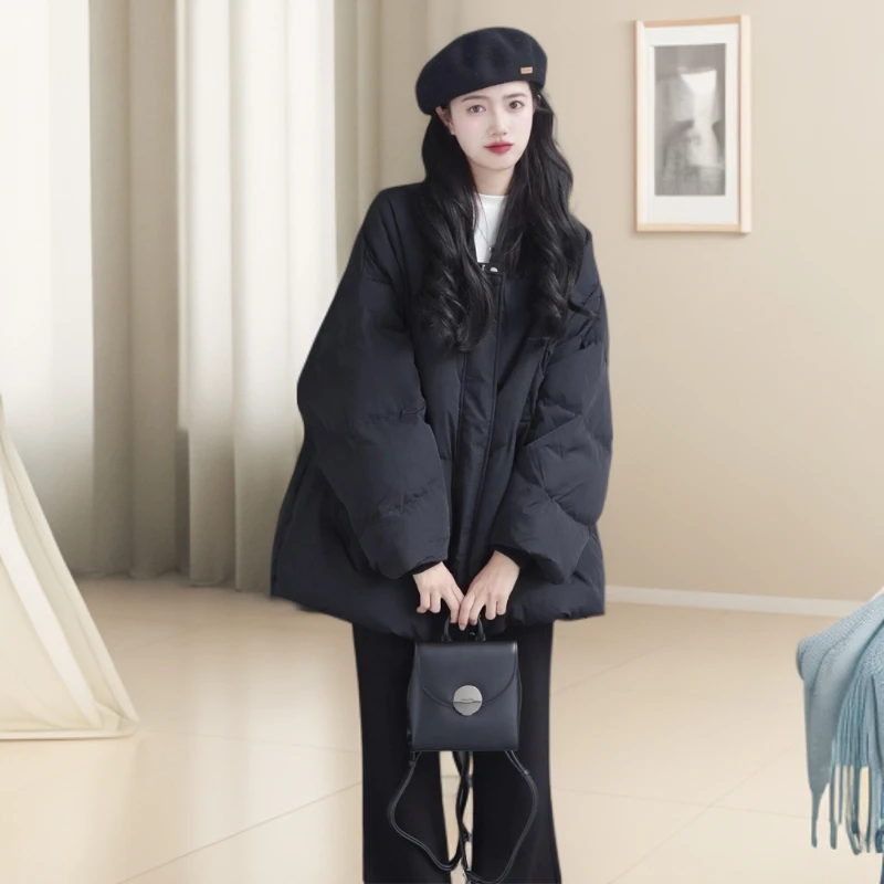 GDAMS商场同款加厚保暖显瘦韩版黑色棉服女2025冬季新款棉袄棉衣