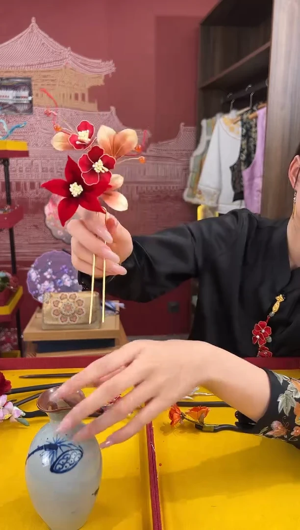 【闪购商品】刺绣非遗绒花（发饰）