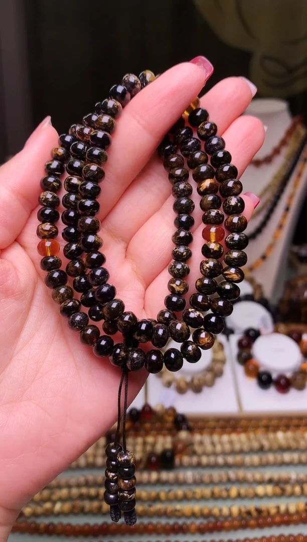 【闪购商品】琥珀手链未镶嵌抚顺琥珀黑花7+108