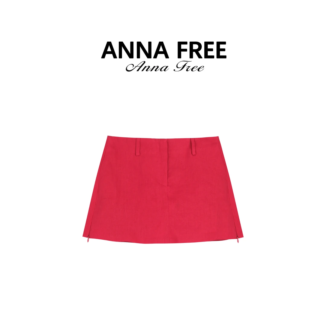 ANNA FREE【自留款】100亚麻时尚通勤风简约纯色半身裤裙ZCS25448