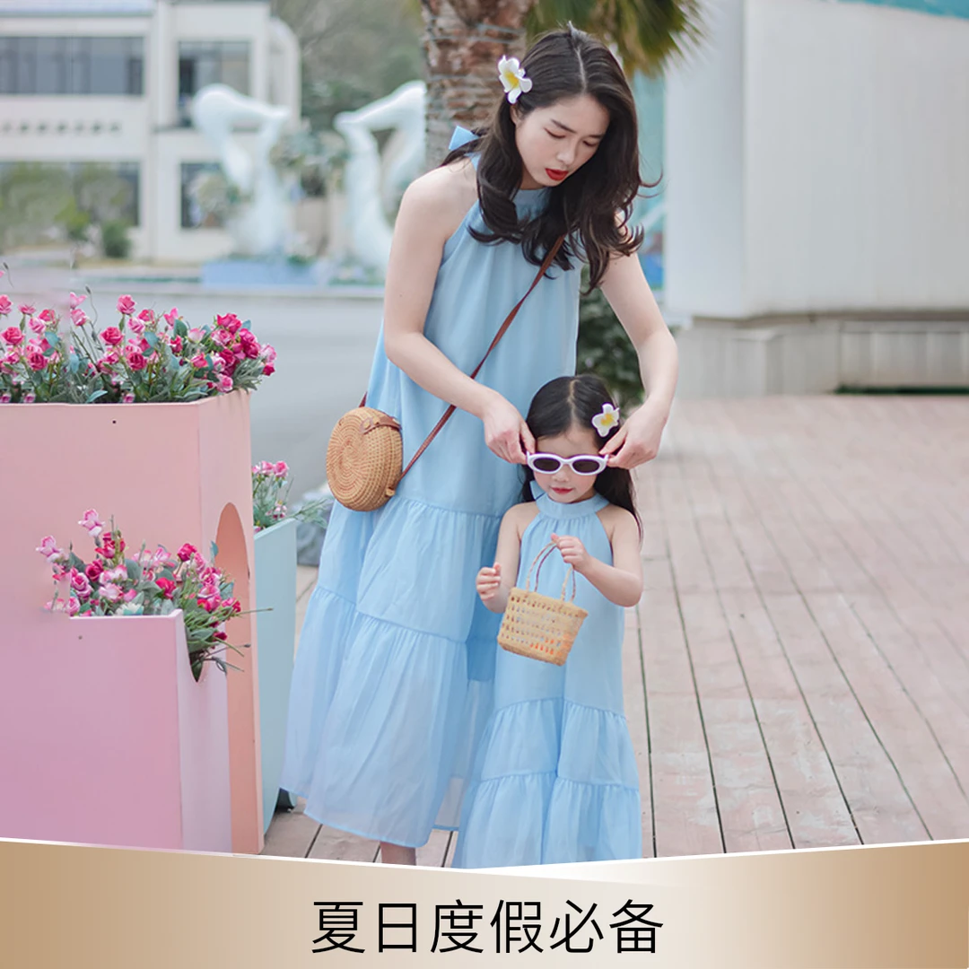 母女装2025年新款夏季亲子装夏天海边度假沙滩裙高级感连衣裙长裙