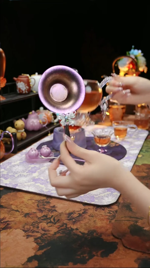 紫色台钛茶漏茶道配件