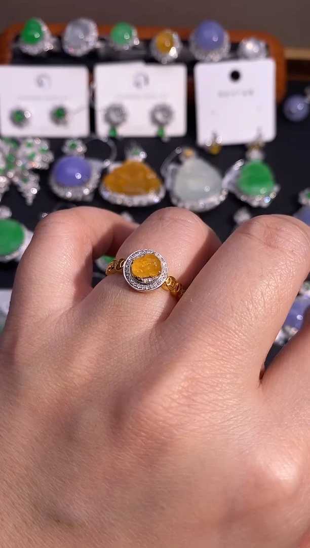 【闪购商品】翡翠戒指18K金镶嵌戒指