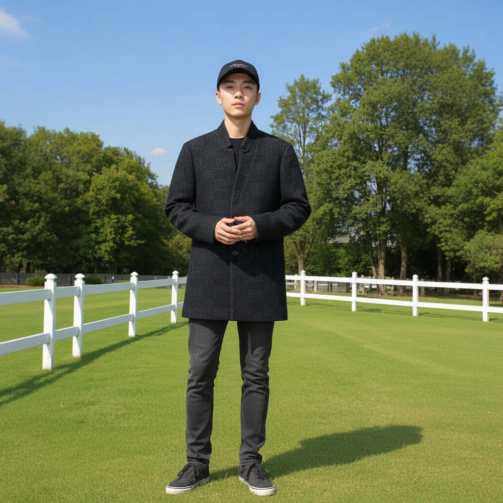 秋冬男士中长款毛呢中长款大衣9661