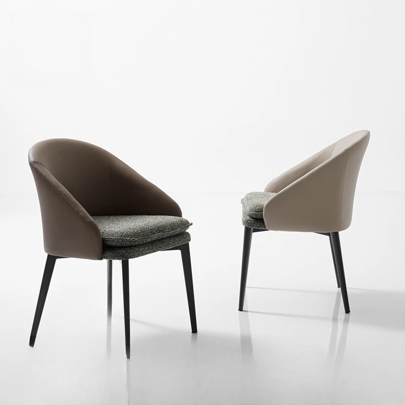 北欧家用餐椅设计师靠背椅双层软包靠背椅意式轻奢2025新款椅子