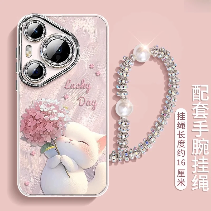 绣球猫猫适用华为pura70pro手机壳女新款60防摔50带镜头膜40p外壳