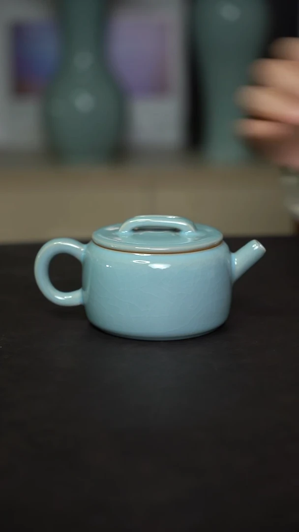 杯子瓷天青釉汉瓦壶全手工