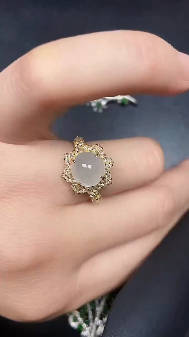 银S925镶嵌戒指翡翠7400