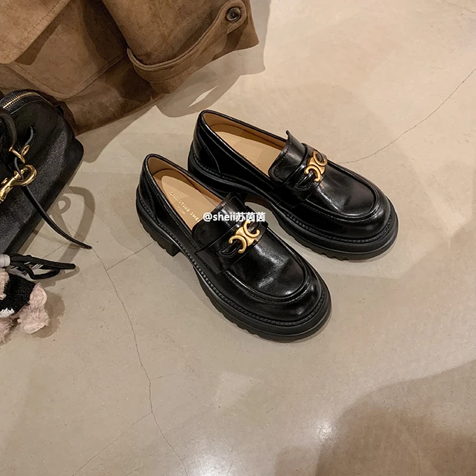 【sheii苏茵茵】墨本庄园~复古凯旋门金扣一脚蹬乐福鞋女E4308319