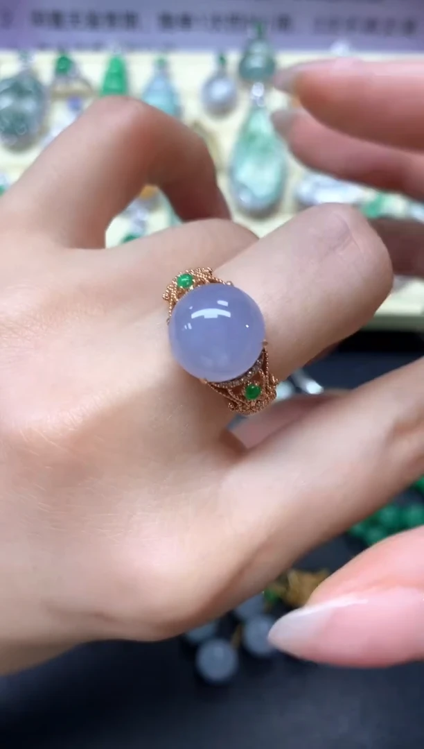 【闪购商品】翡翠戒指18K金镶嵌戒指|4400+440