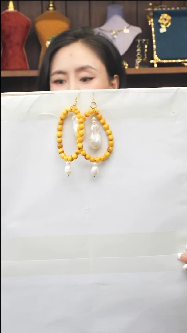 琥珀未镶嵌耳饰多样性发一