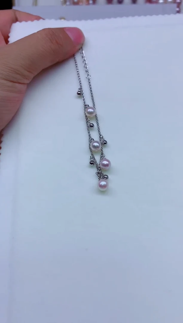 淡水珍珠手链银S925镶嵌多样性发其一，非无暇