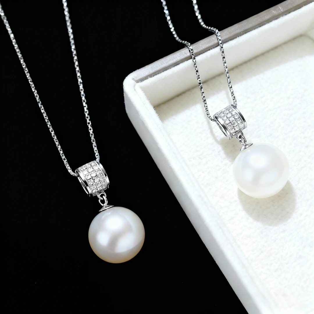 铜合金仿珍珠吊坠 14-15mm白色圆桶款施家贝珠项链吊坠DZB205