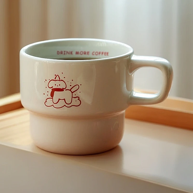 可爱潮流风创意暖心牛奶咖啡杯陶瓷情侣闺蜜复古家用早餐饮品杯