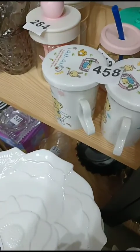 瓷果*呀458卡通盖杯2个