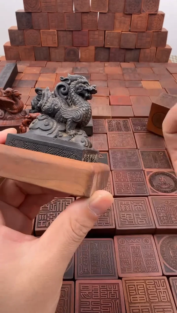 枣木 青龙印章6*6+底座