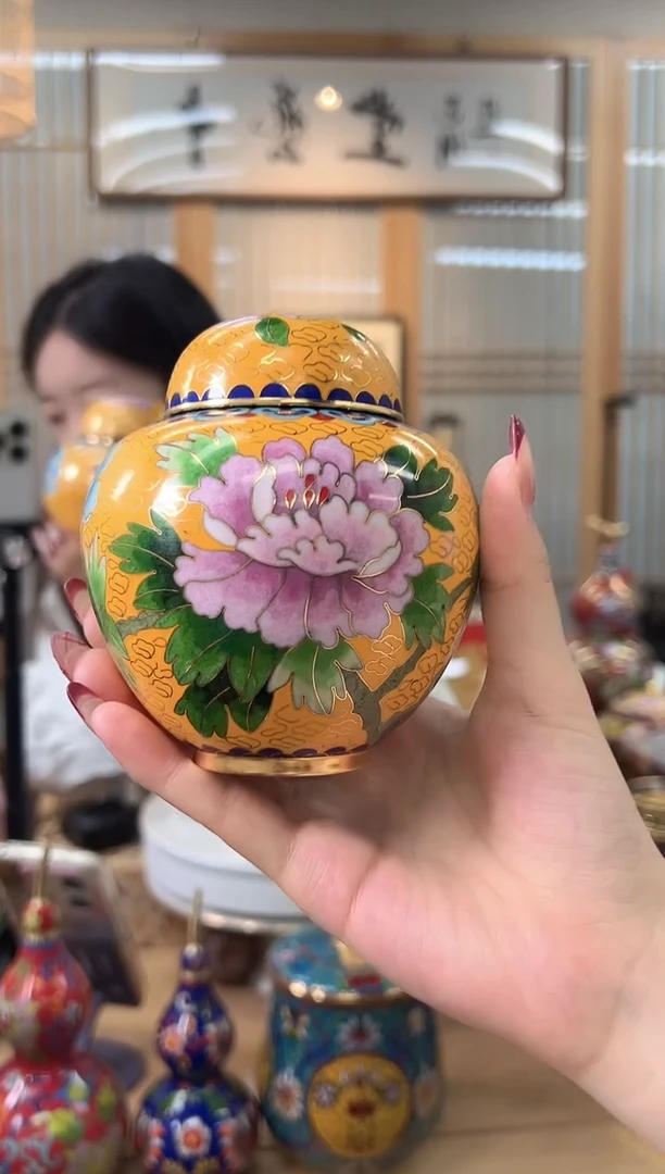 【闪购商品】景泰蓝实地西瓜罐XGG001黄色