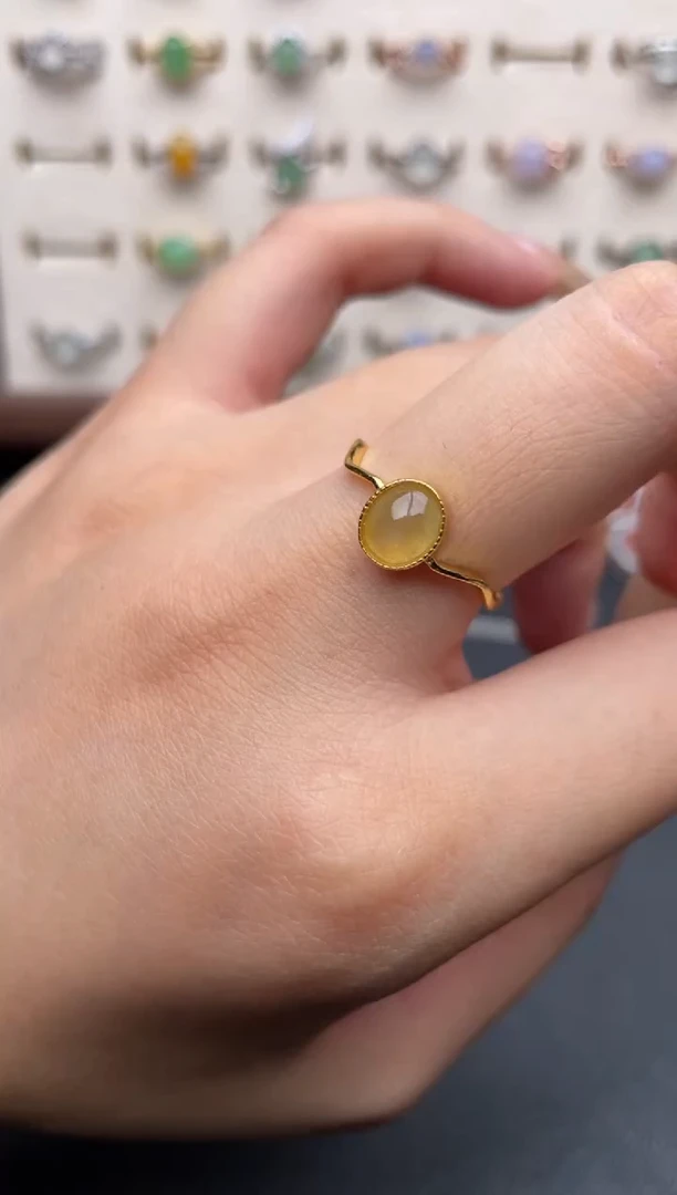 银S925镶嵌戒指翡翠一物一证一礼盒