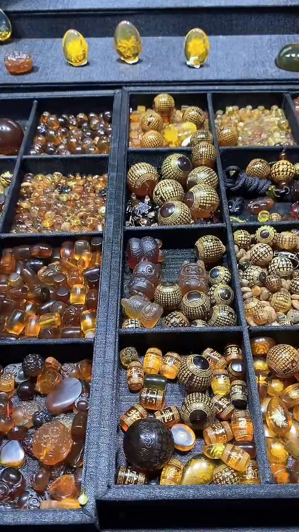 琥珀未镶嵌耳饰天然缅甸琥珀108链子