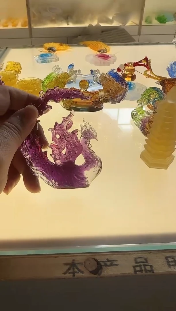 手工艺品琉璃古法琉璃火凤凰