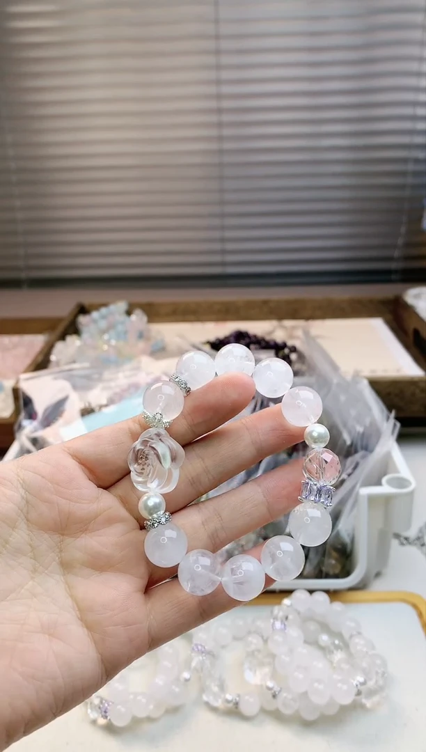 【闪购商品】水晶珠宝半成品未镶嵌白幽灵花朵单圈