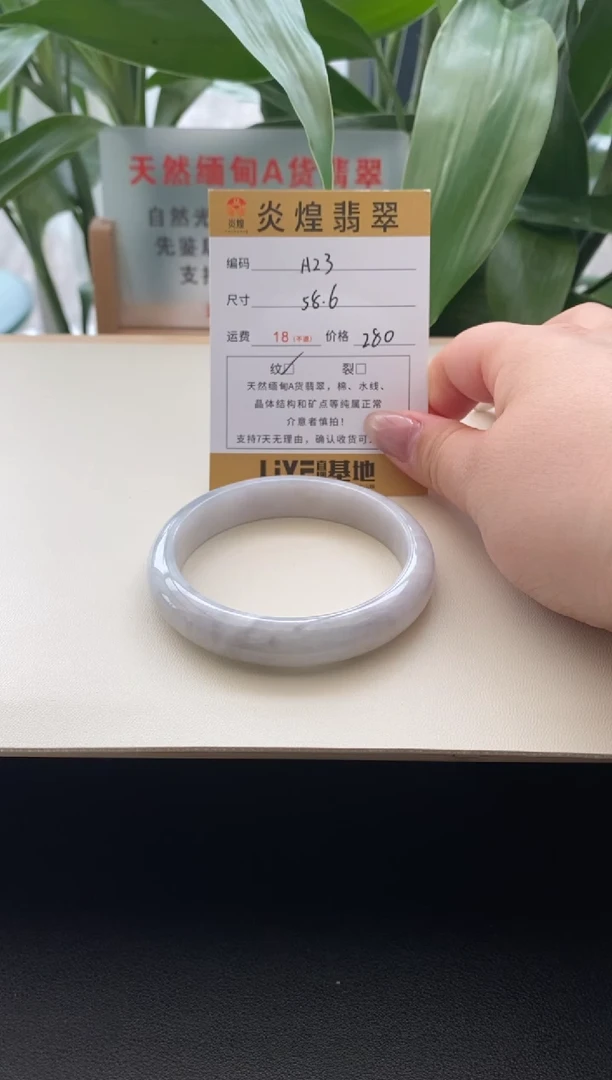 未镶嵌手镯翡翠圈口58.6编码A23