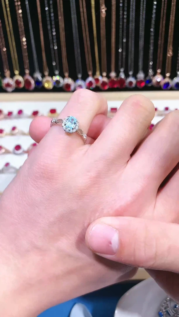 【闪购商品】海蓝宝石戒圈银S925镶嵌11111