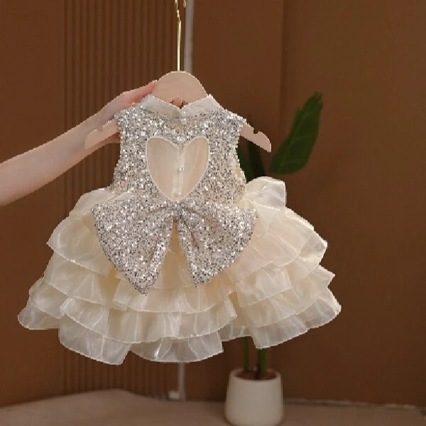 【NORA】女童2025新款高级洋气轻奢新中式旗袍领蓬蓬礼服裙