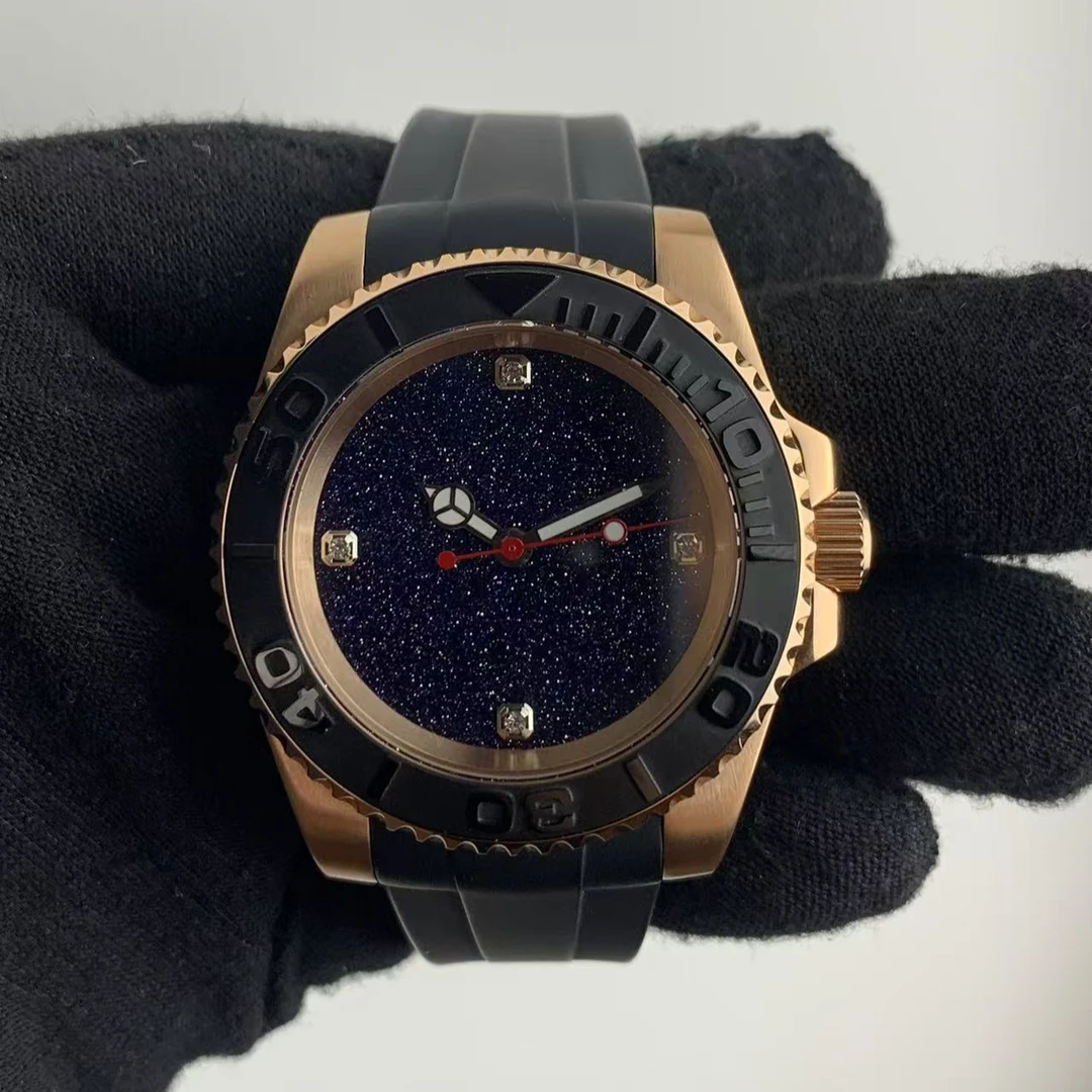 CAPTAINJACK玫瑰金蓝砂石满天星NH35机芯高端奢华男士机械手表