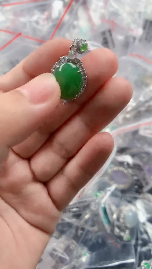银S925镶嵌戒指翡翠111   7