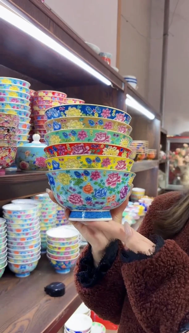 珐琅 6英寸面碗6个景德镇陶瓷