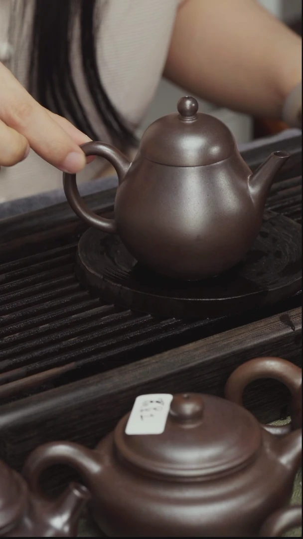 茶壶紫砂老紫泥柴烧-高梨-120cc-半手