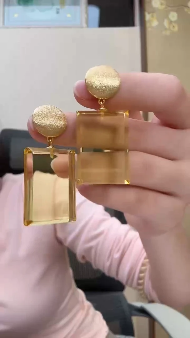 琥珀未镶嵌耳饰耳环