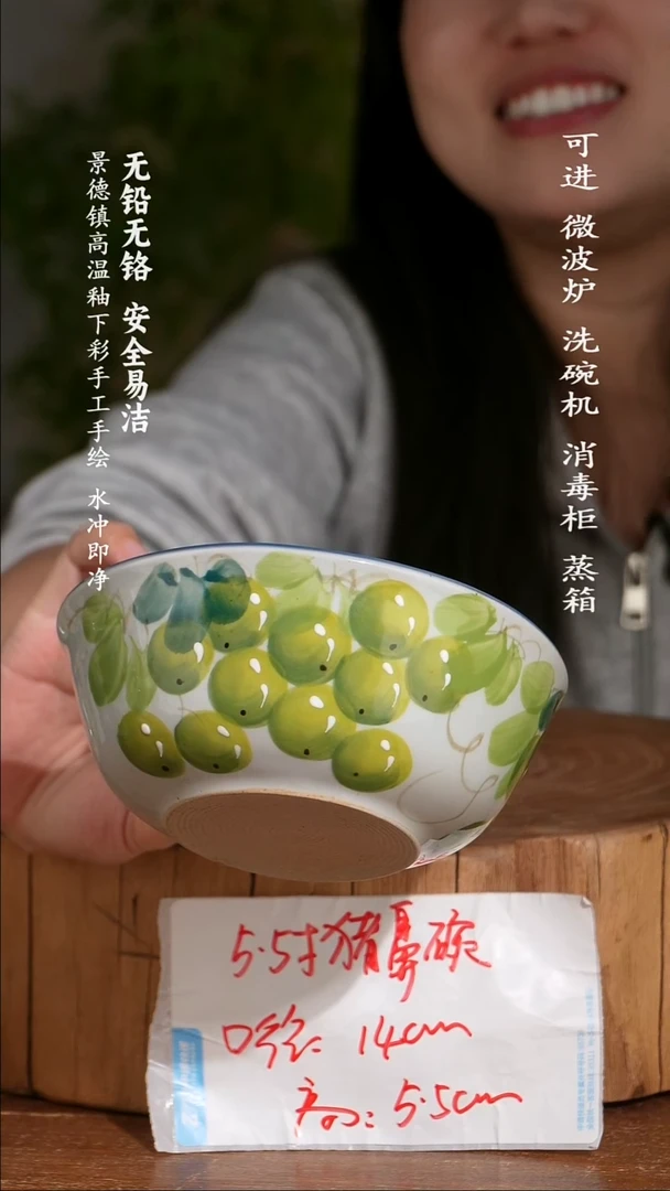 碗陶瓷景德镇高温瓷釉下彩手绘陶瓷