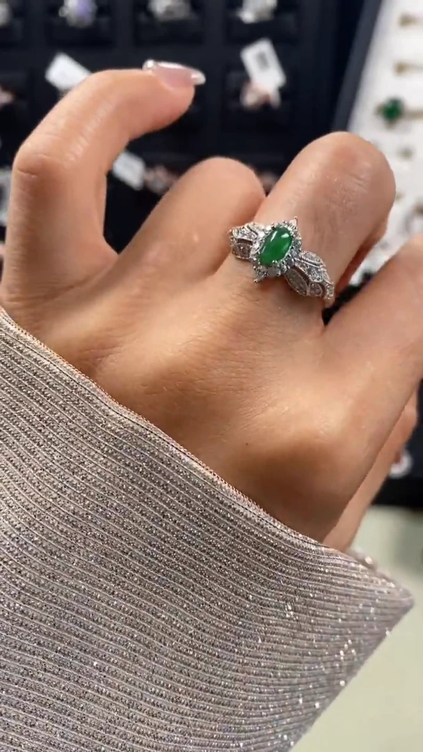 【闪购商品】翡翠戒指银S925镶嵌8859