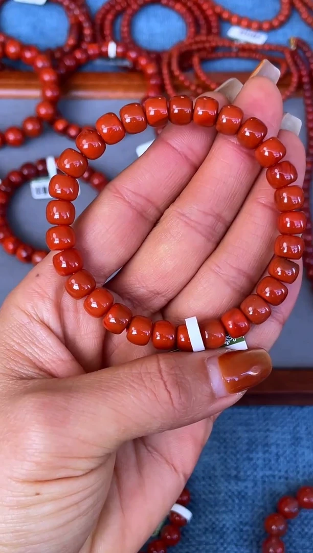 未镶嵌手串南红玛瑙N60凉山瓦西料原矿纯色柿子锦单圈