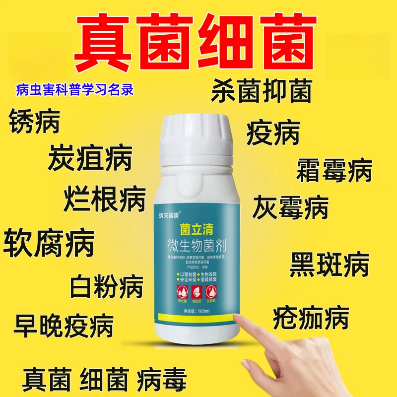 菌立清微生物菌剂杀菌抑菌锈病炭疽病果树蔬菜花卉植物叶面水溶肥