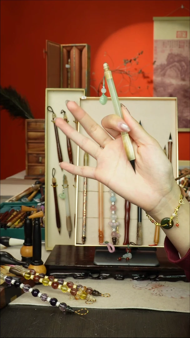 256号闪孤品高货毛笔链接 清水试笔 蘸墨不退