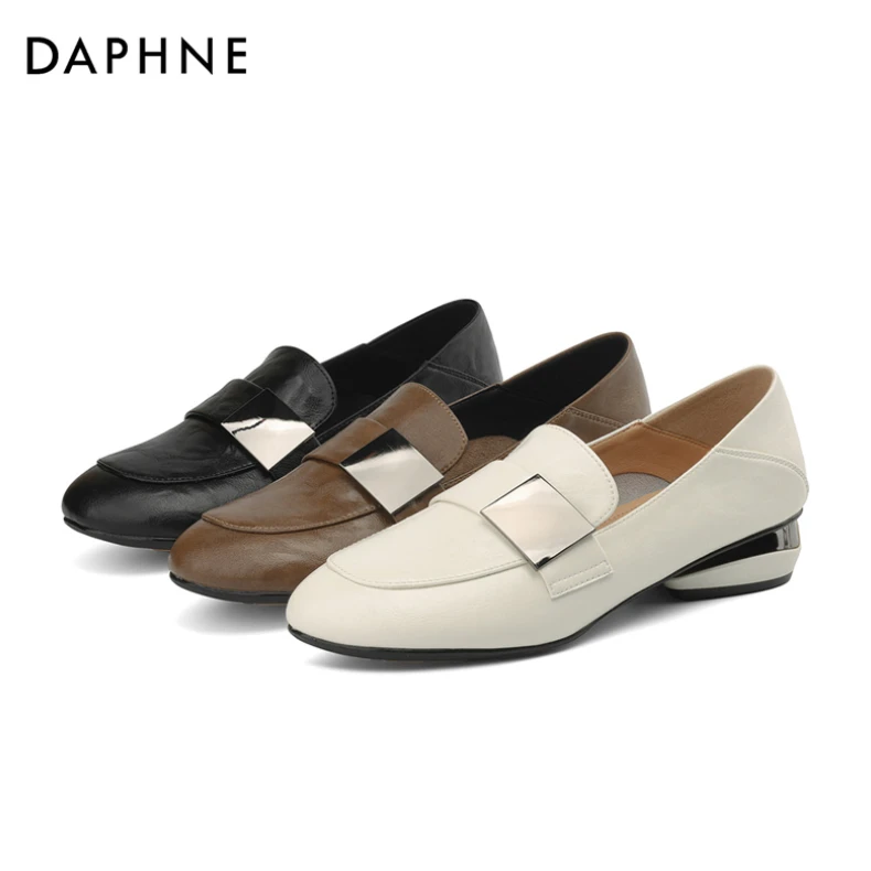 【王伟专属】达芙妮春秋圆头百搭软底粗跟鞋时尚潮流妈妈鞋气质爆款