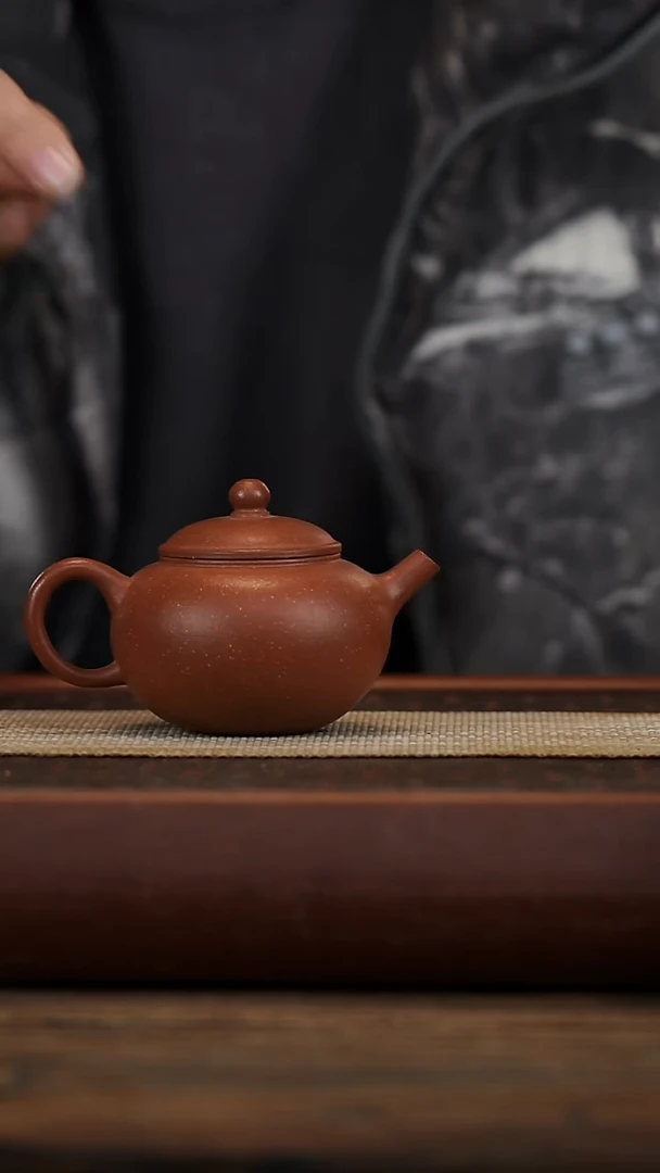 茶壶紫砂微瑕红降坡圆珠170容量