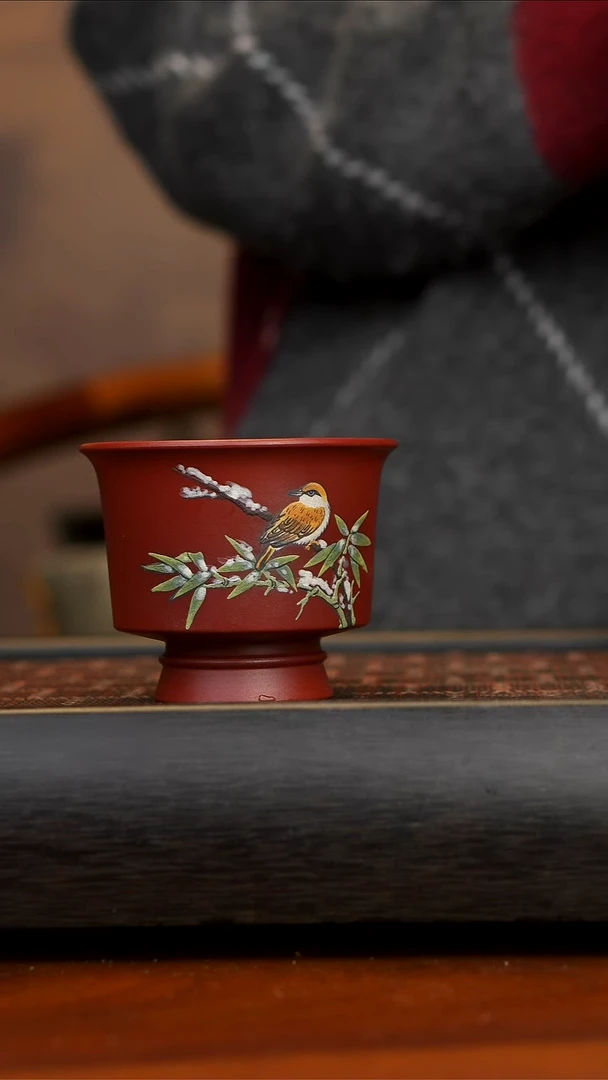 【闪购商品】紫砂茶壶大红袍雪鸟高足杯