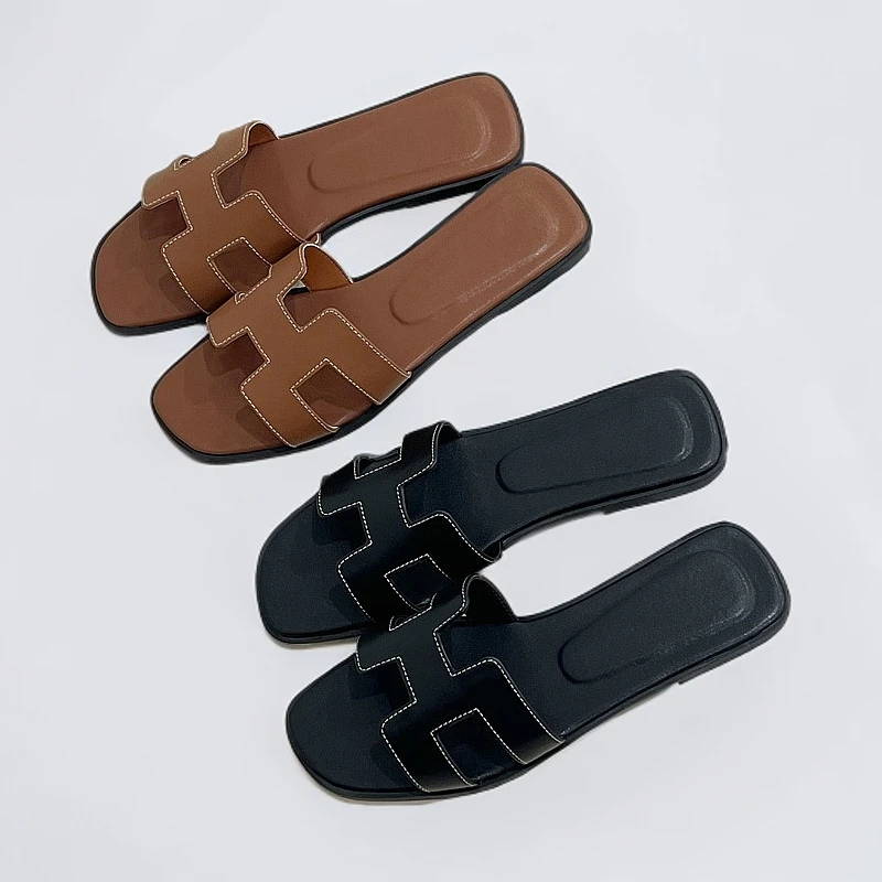 夏季时尚一字平底拖鞋简约外穿海边沙滩凉拖 318