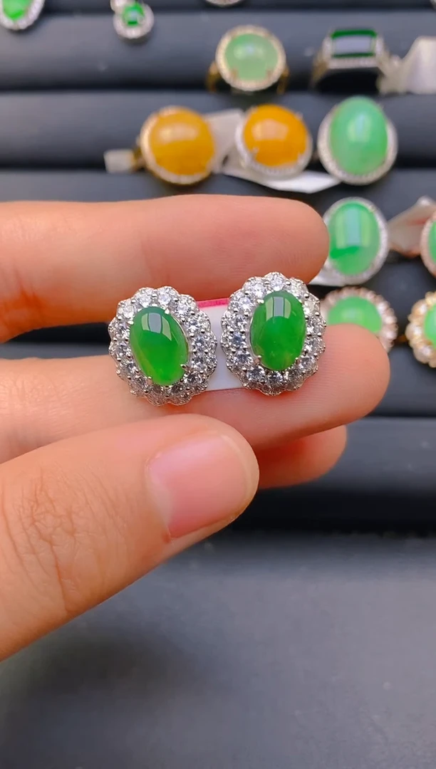 【闪购商品】翡翠戒指银S925镶嵌天然A货翡翠1