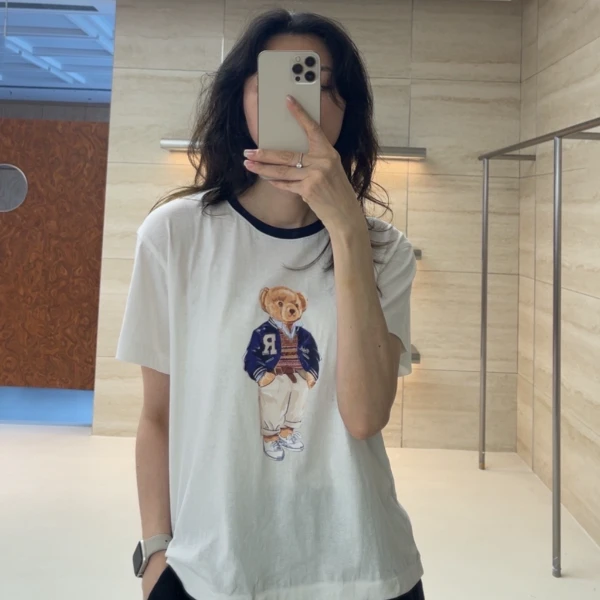 瑞瑞ANNYRUI | 时尚百搭简约纯棉舒适透气小熊直筒圆领短袖T恤